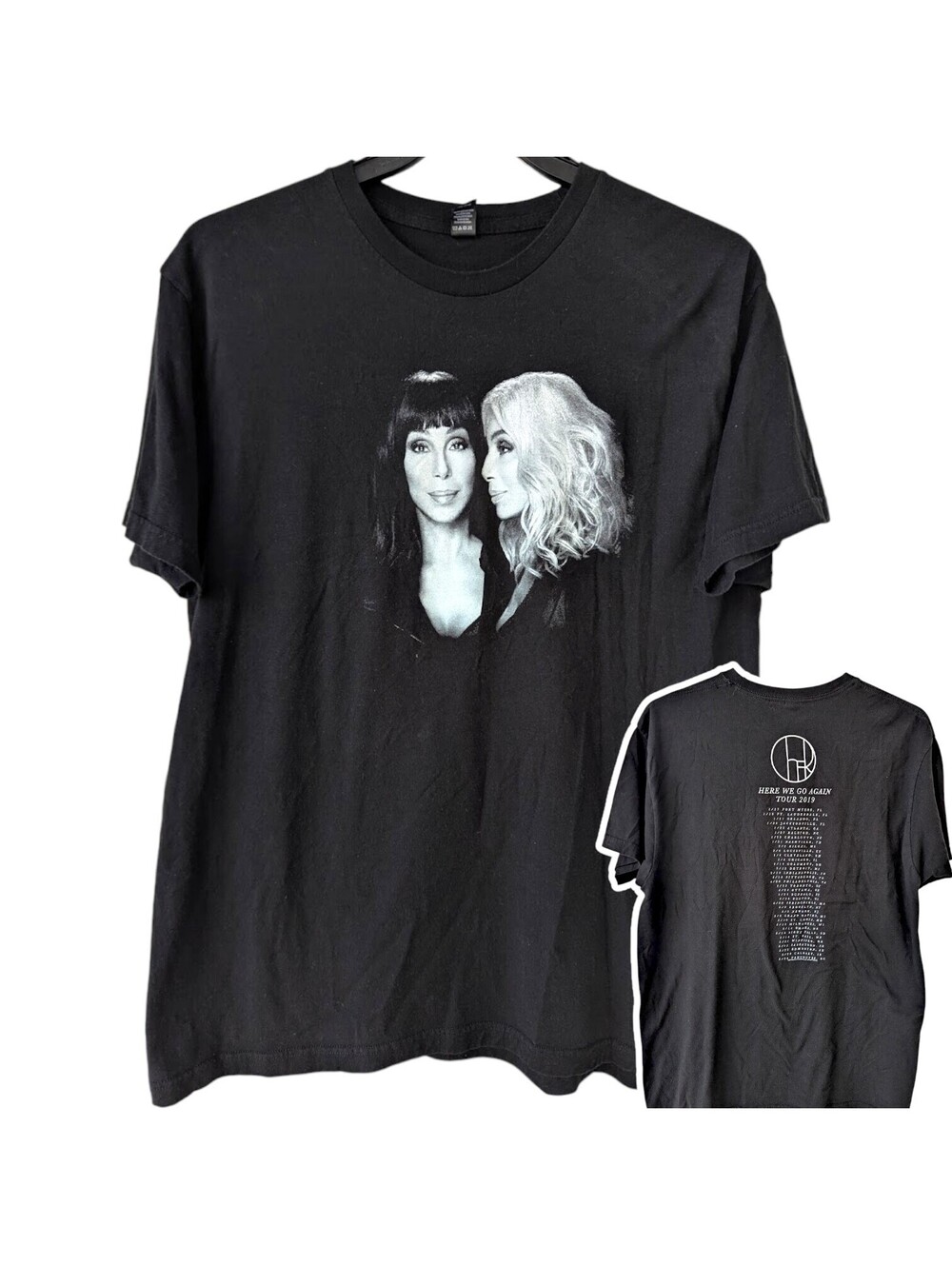 Cher Here We Go Again Tour 2019 Black Graphic T-Shirt XL Cotton Vintage Band Tee